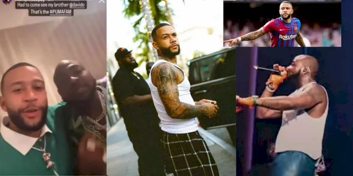 Barcelona star, Memphis Depay hangs out with Davido in Los Angeles (Video)