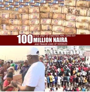Billionaire Prophet Jeremiah Omoto Fufeyin distributes whooping 100Million Naira and trucks of noodles to Celebrate Christmas with Nigerians
