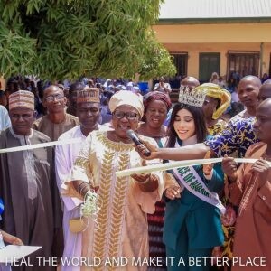 Face of Nigeria Queen, Tracy Solomon donates desks, chairs to school in Taraba
